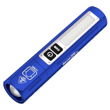 Imagem de Banral Lanternas táticas recarregáveis de alto lúmens. Lanterna magnética de LED USB C superbrilhante, pequena, potente, 8 modos, botão duplo, à prova d'água, bolso para emergência, carro (1, azul)