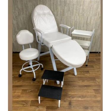 Imagem de Kit Maca Estética Luxo Reforçada 4 Peças - Maca/Mocho/Escadinha/Carrinho Auxiliar
