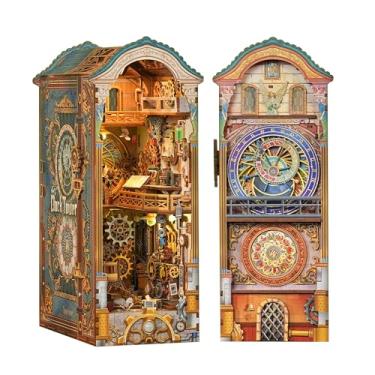Imagem de Tonecheer DIY Book Nook Kit for Adults, 3D Wooden Puzzle Bookend Miniature House Kit, Booknook Bookshelf Insert Decor with Dust Cover and LED Lights Gifts (Clock Tower)