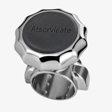 Imagem de Manípulo de volante giratório de metal giratório para suicídio puxador de energia estável e durável com adequado para carros, caminhões, tratores, cortadores de grama, empilhadeiras, barcos (couro de