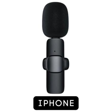 Imagem de Microfone Lapela Wireless Sem Fio Para Iphone Ipad Lightning - Preto