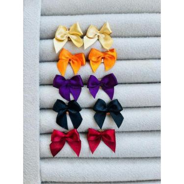 Imagem de Brincos de base laços São João festa junina folheados a ouro - dondoca