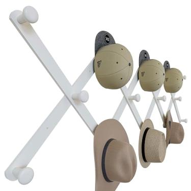 Imagem de SKOLOO Suporte de parede de madeira, gancho de parede sanfonado grande, ganchos de chapéu modernos e expansíveis para parede, chapéu, bolsa, cachecol e cabideiro versáteis para casa, escritório e