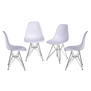 Imagem de Kit 4 Cadeiras Boxbit Dkr Eames Base Cromada Branca