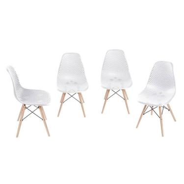 Imagem de Kit 4 Cadeiras Boxbit Colmeia Base Em Madeira Branca