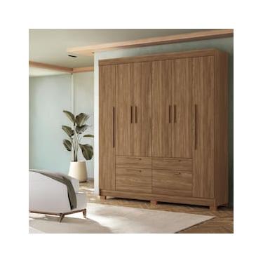 Imagem de Guarda-Roupa Casal Santos Andirá Guarapuava com 6 Portas, 4 Gavetas e 6 Prateleiras - 194,4cm de largura