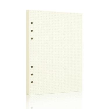 Imagem de Papel quadriculado A5, refil de papel pontilhado A5 100GSM para fichário recarregável de 6 anéis, agenda, diário, pintura, páginas pontilhadas, 80 folhas/160 páginas (grade de pontos bege-A5)