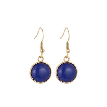 Imagem de Brincos com pingente azul marinho para mulheres, brincos redondos de pedras preciosas, brincos de gota de pedras naturais, brincos de bola, joias modernas, Zinco, Sem pedra preciosa