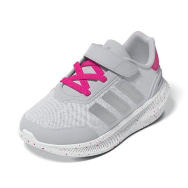 Imagem de adidas Tênis infantil X_PLR Path Elastic Lace & Strap, Cinza/prata metálico/rosa choque, 6 Toddler