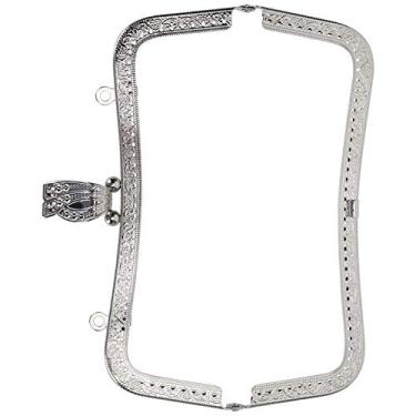 Imagem de ZJchao Frame de Bolsa de Metal, DIY Kiss Clop Lock Metal Purse Frame 20cm Bolsa Frame Retro Compensado Hardware Acessórios de Hardware 20cm (Prata B01-027-00478)