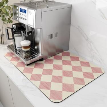 Imagem de AMOAMI Tapete De Café Para Secar Louças Absorvente Com Fundo Borracha Bancada Cozinha - Serve Cafeteira Ou Máquina, Rosa, 16X24