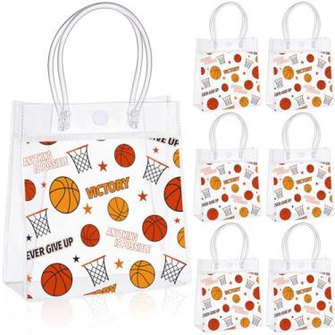 Imagem de Kolldenn 36 peças de sacolas de presente de basquete de PVC transparente com alça para lembrancinhas de festa esportivas para lanches de equipe, artigos de aniversário