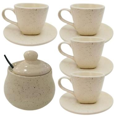 Imagem de Xícaras De Chá 4 Unidades Com Pires 200ml E Açucareiro Chapiscado