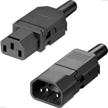 Imagem de JANDECCN Conectores Rápidos De Terminal 3 Pinos, 10A 250V Iec320 C13 Fêmea + C14 Macho Conector Soquete Adaptador Tomada Alimentação Em Linha