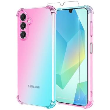 Imagem de Osophter Capa para Galaxy A16 5G: Mulheres Meninas com Protetor de Tela Cantos Reforçados TPU Absorção de Choque Flexível Cor Gradiente para Samsung Galaxy A16 Capa de Celular (Azul-petróleo)