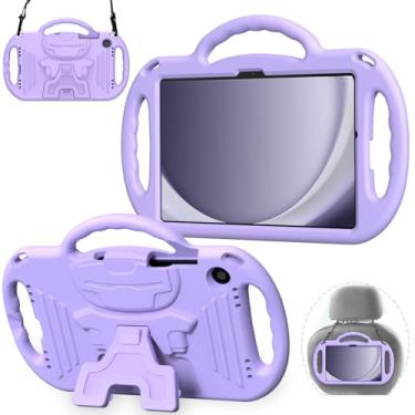Imagem de AVAWO Capa infantil para Samsung Galaxy Tab A9+/A9 Plus 28 cm 2023, com alça, alça leve à prova de choque com suporte, modelo 2023 (SM-X210/X216/X218) com cordão, roxo claro