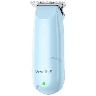 Imagem de SweetLF Aparador de biquíni feminino - aparador de pelos pubianos para pernas, braços e linha do biquíni, aparador de pelos corporais com 3 protetores, carregamento tipo C, portátil, azul