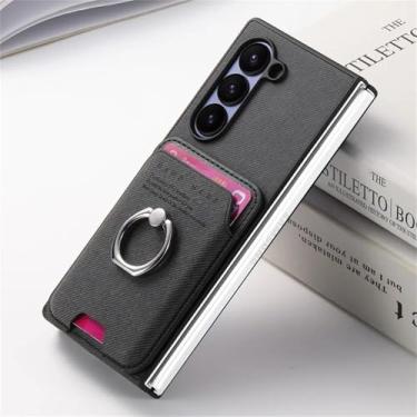 Imagem de Capa para Galaxy Z Fold6, carteira magnética de couro removível com suporte para cartão (para Galaxy Z Fold6/preto)