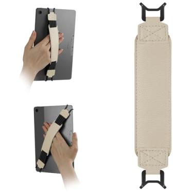 Imagem de HoYiXi Alça de mão macia para eReaders de 9 a 11 polegadas e tablet Fire compatível com Fire HD 10/iPad 9,7/iPad Mini/Galaxy Tab A8 A9/Huawei Suporte de dedo preto leve de alta elasticidade - branca