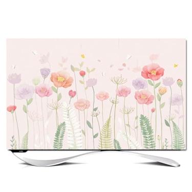 Imagem de Capa de TV externa de poliéster premium de 32-80 polegadas protetor à prova de poeira com bordas elásticas e saídas de ar ajuste universal para sala de estar LCD/TVs LED - Flor||58-60 polegadas