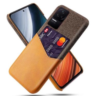 Imagem de Capa para Xiaomi Redmi K40S,Tela e tampa de couro PU,Antideslizante,360°cobertura completa à prova de choque com 1 slot de cartão atrás,Prevenção de queda-Brown