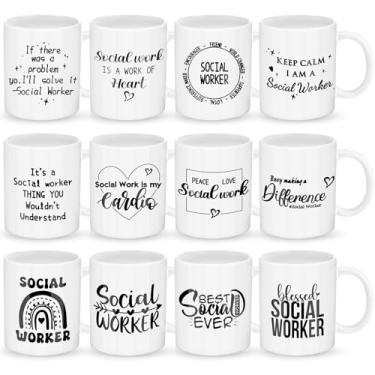 Imagem de Honeydak 12 peças presentes de assistente social para mulheres e homens 325 ml canecas de cerâmica copo para agradecimento semana agradecimento assistente social presentes para colegas de trabalho