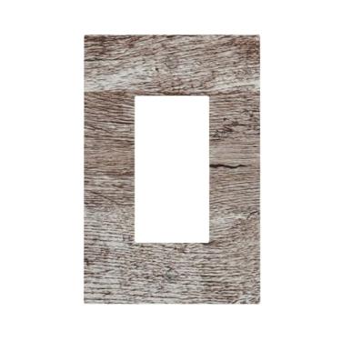 Imagem de Capas de tomada rústica cinza escuro tábua de madeira textura vintage 1 gangue único interruptor de luz interruptor placa decorativa GFCI placas de tomada capa de interruptor elétrico capas de placa