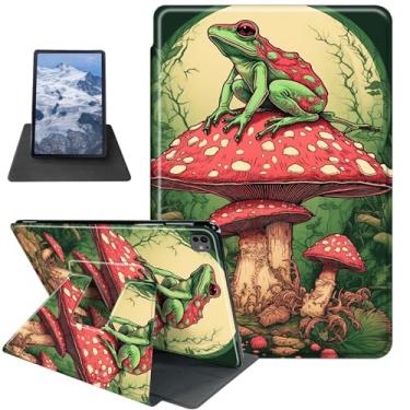 Imagem de Capa para iPad Pro de 13 polegadas M4 (2024) tema sapo sentado no cogumelo com suporte giratório de 360 graus capa protetora com hibernar/despertar automático