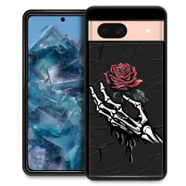 Imagem de CARLOCA Compatível com capa Google Pixel 8A, capa de dedo esqueleto rosa Google Pixel 8A para meninas, capa de proteção antiarranhões à prova de choque para Google Pixel 8A