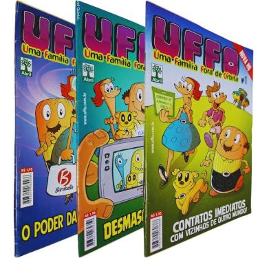 Imagem de Quadrinhos HQ Gibi Graphic Novel Formatinho 13,50x19 cm Lombada com Grampos UFFO Uma Família Fora de Órbita Nº 1, 2 e 3