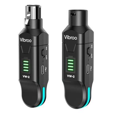 Imagem de Vibroo Sistema de guitarra sem fio de 5,8 GHz, estojo de carregamento incluído, transmissor e receptor sem fio com 4 canais para guitarras, baixo e outros instrumentos elétricos