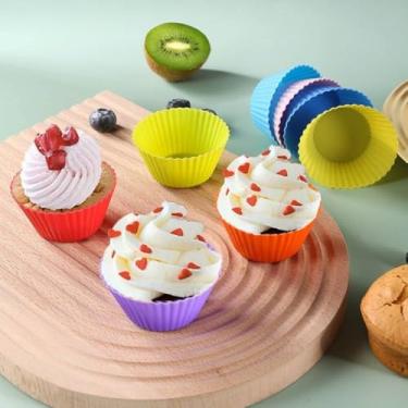 Imagem de Kit Formas de Silicone 12 Unidades Cupcake Bolo Muffin Antiaderente, Flexível, Livre de BPA | Cores Sortidas Ideal para Forno, Airfryer, Micro-ondas e Lava-louças