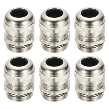 Imagem de PATIKIL Prensa-cabos elétricos à prova d'água, NPT1/2, 6 peças, 1/10.2 cm-15/81.3 cm, cabo de latão niquelado, conector de fio elétrico, protetor de fio para caixa de cabos externos, caixa de junção