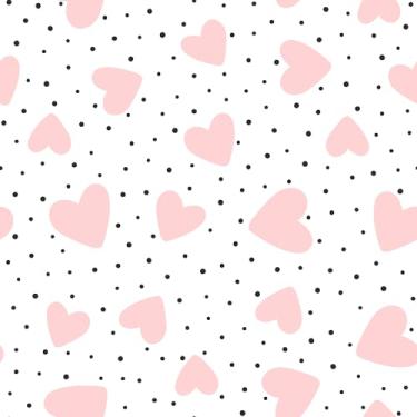 Imagem de Papel De Parede Adesivo Bolinhas Coração Rosa Menina Infantil 5m