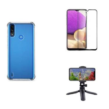 Imagem de Kit Tripé Tripod 360 graus para Motorola Moto E7 Power + Capa + Pelicu