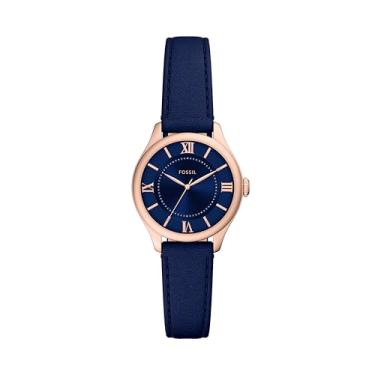 Imagem de Fossil Relógio feminino Gilmore de aço inoxidável com três ponteiros, Azul/ouro rosa, 28MM