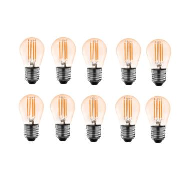 Imagem de Kit 10 Lâmpada LED Filamento G45 Bolinha 4W 2400k Luz Quente Âmbar Nordecor
