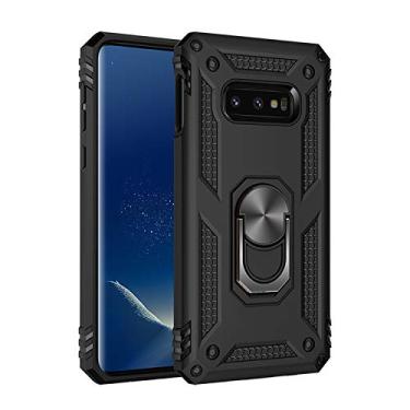 Imagem de Aikcks Para Samsung Galaxy S10E 360 carcaça de nível militar com um anel giratório de metal e um suporte magnético integrado para instalação no carro, Galaxy S10 E caixa à prova de choque preta