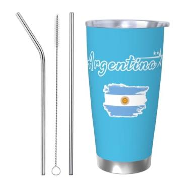Imagem de Laohuui Caneca de café isolada de futebol argentina copo de aço inoxidável de viagem 590 ml para presentes de fãs de futebol