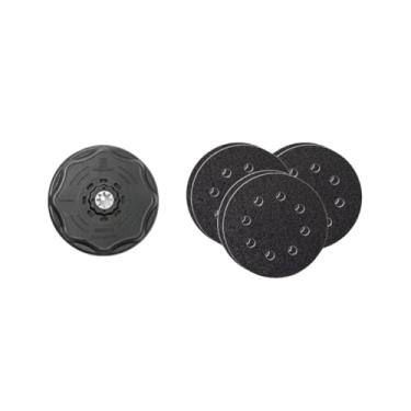 Imagem de Fein Conjunto de pastilha de lixa oscilante com suporte StarLock Plus – Inclui 6 folhas de lixamento perfuradas (2 de cada grão 60, 80, 180) – 11 cm de diâmetro – 63806195210