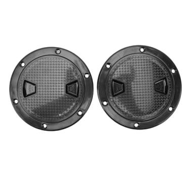 Imagem de Acouto 2PCS Boat Hatch Placas de Deck Não Deslizam a Forma Redonda de Inspeção de Borracha de Borracha Placa de Deck Com Tampa Destacável (Preto)