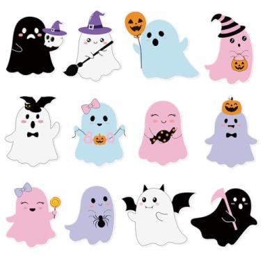 Imagem de Sayglossy 60 peças de recortes de fantasma do dia das bruxas, quadro de avisos, decoração colorida e fofa, recortes de papel para meninos e meninas, faça você mesmo, artesanato, aniversário, chá de