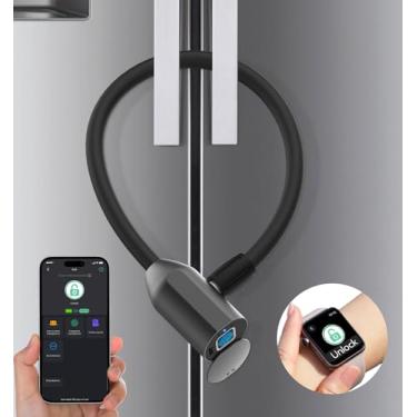 Imagem de Anweller Trava De Geladeira Com Impressão Digital, Segurança Para Crianças Baby Proofing Adultos, Cabo Bluetooth Digital Eletrônico Sem Chave Porta Francesa, Cerca Externa, Portão, Bicicleta