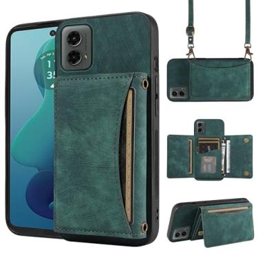Imagem de Capa de telefone para Motorola Moto G 5G 2024 capa carteira com alça de ombro transversal, suporte fino para cartão de crédito de couro PU, acessórios para celular, bolsa flip para celular G5G 5 G G5