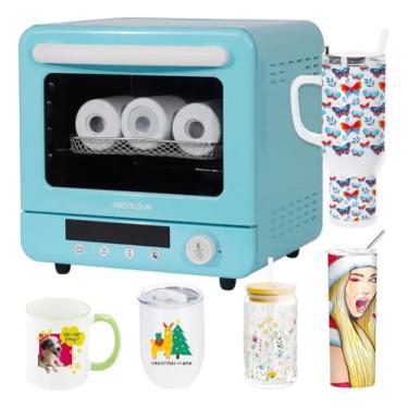 Imagem de Prensa Forno 3d Para Sublimação Quatro Canecas Mecolour Cor Azul 20L De 11 Onças 20 Litros 127v