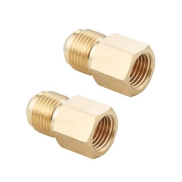 Imagem de Hgzaccompany Conexões de tubo de latão, adaptador de gás de conector de união de latão, acoplador de tubo alargador macho de 9,5 mm para NPT fêmea de 1,27 cm, pacote com 2