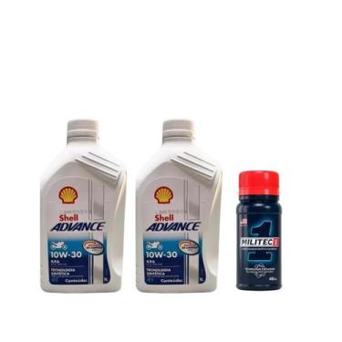 Imagem de Óleo Shell 10w30 Moto 4t Advance Ax6 2 Oleos 1 Militec