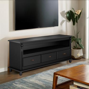 Imagem de Rack Para Tv Até 65 Polegadas Com 3 Gavetas - Preto Laca