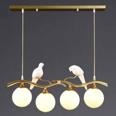 Imagem de Lustre De Bolha De 4 Luzes Lustre De Globo De Vidro De Meados Do Século Lustre De Design De Pássaro Criativo Lustre Linear Luz Pendente Moderna Para Sala De Estar Cozinha, Gold, Amber Glass