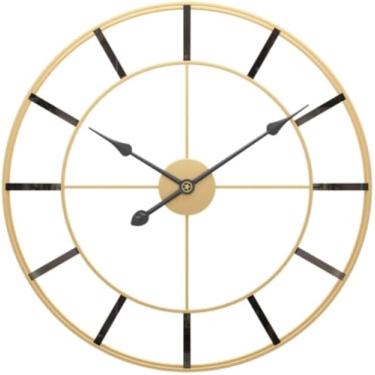 Imagem de Relógio De Parede Relógio De Parede De Metal Silencioso Não Tique-taque Esqueleto Relógio Decorativo Bateria Movimento De Quartzo Decoração De Casa, Siyah, 60 * 60cm